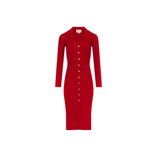 Rouje AURE Платье Длинное с длинными рукавами Женское Красное