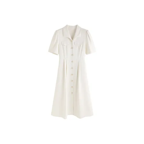 Женские короткие платья с рукавами бежевого цвета