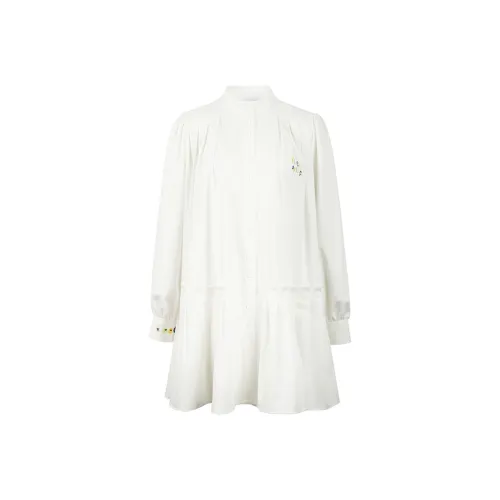 Valeria Obbaco Длинное платье-рубашка с длинными рукавами женское белое
