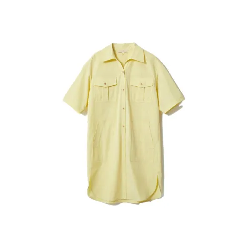 XII BASKET Светло-желтый Женские Короткие Платья с Рукавами