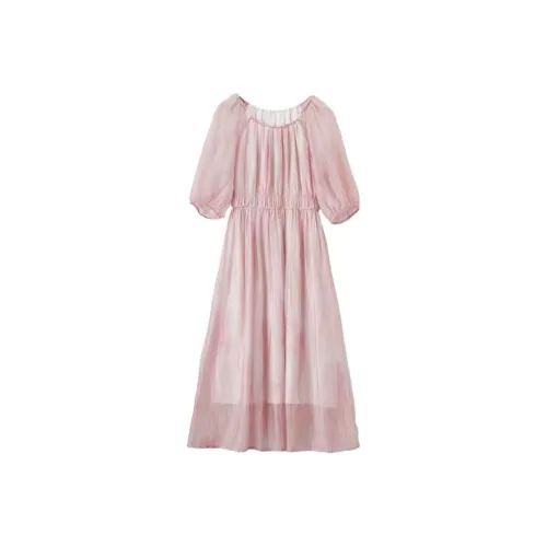 Lookinto Короткий рукав Платье Женское Розовое