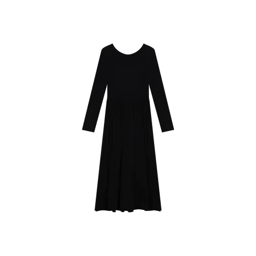 THE SEA LIFE Длинное платье с длинными рукавами женское черное маг