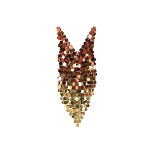 Paco Rabanne SS24 Без рукавов Платье Женское Золотое