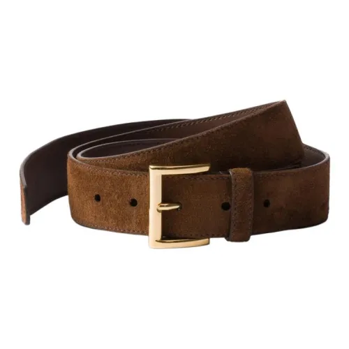 PRADA Suede Metal Leather Belts Women's Brown Width 3,5CM PRADA Замша Металл Кожаные ремни Женские Коричневый Ширина 3,5CM