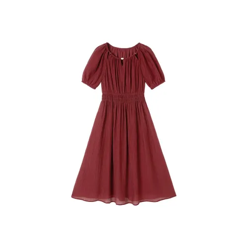 XIANGYING Короткий рукав Платье Женское Красное