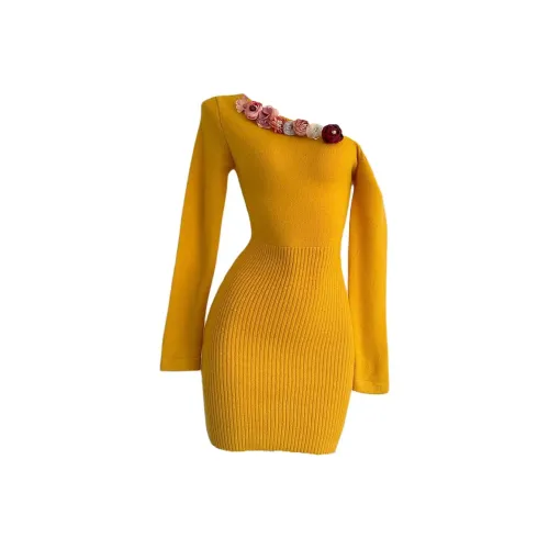 KKX Длинное платье с длинными рукавами женское процветание желтый