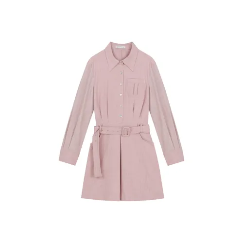 VEGA CHANG 2023 Осенний Новинка Длинное Платье с Длинными Рукавами Женское Персиково-Розовое