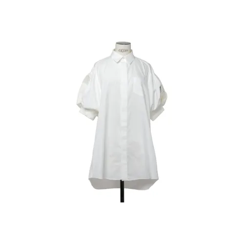 sacai Экрю Женские Платья с Коротким Рукавом