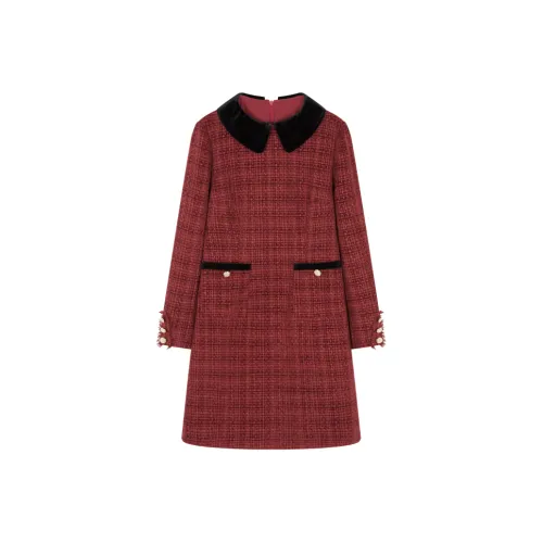 Mo Han Yi Mei Длинное платье с длинными рукавами женское бордового цвета