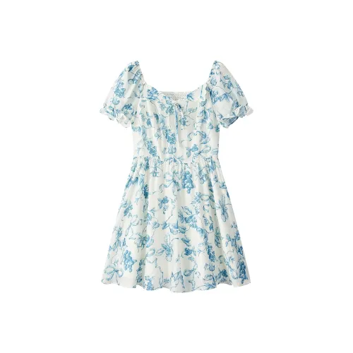 LEDIN Короткий рукав Платье Женское Парус Синий