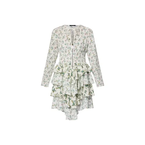 LOUIS VUITTON SS24 Длинное платье с длинными рукавами женское белое