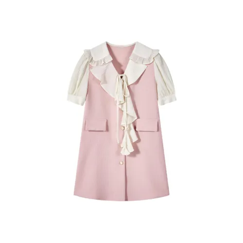 LCEVHZ'S Короткий рукав Платье Женское Розовое