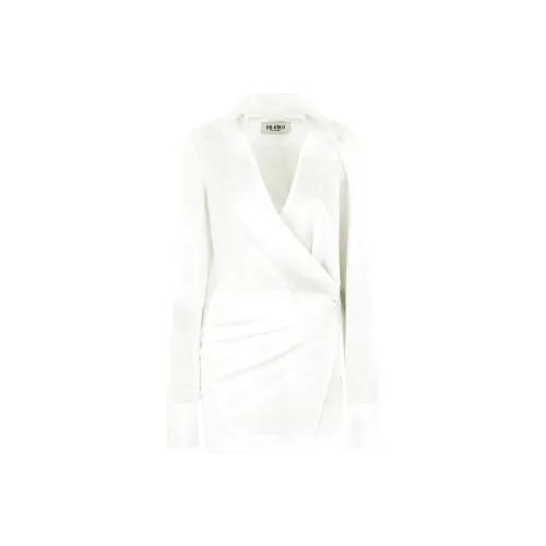 The Attico SS25 Длинное Платье с Длинными Рукавами Женское Белое