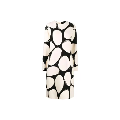 MARNI Черно-белые Женские Длинные Платья с Рукавами