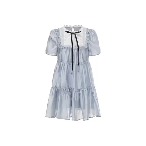 SCCREBEL OFFICIAL Короткий рукав Платье Женское Небесно-голубой