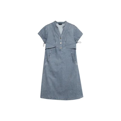 LOUISY AO Короткий рукав Платье Женское Синий