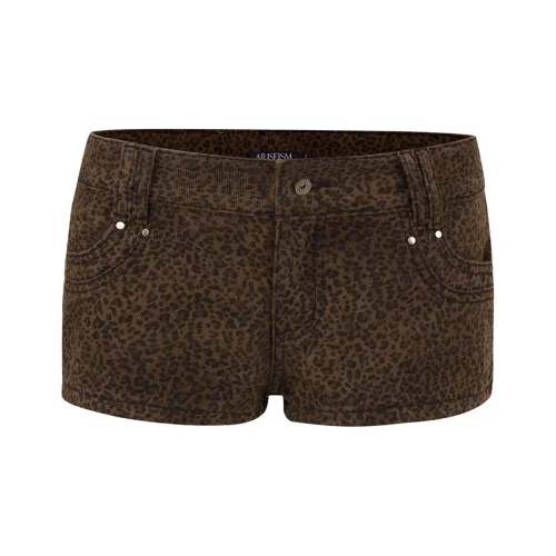 Ariseism Темно-кофейный Леопардовый принт Женские Повседневные шорты