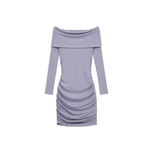 PZGE Длинное платье с длинным рукавом женское фиолетовое