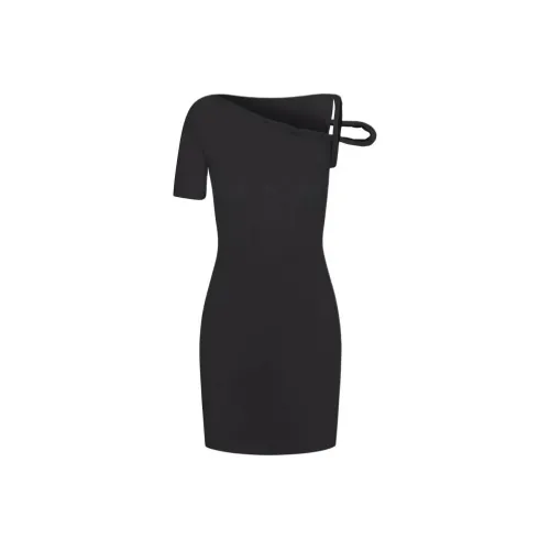 Khy DROP 004 Mesh Эластичный Twist Мини Платье Короткий Рукав Платье Женское Черное