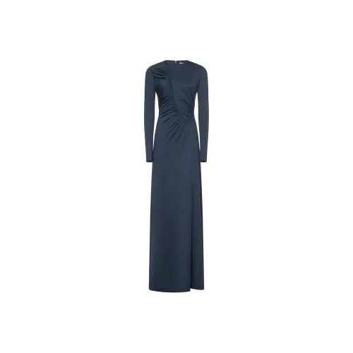 VICTORIA BECKHAM Длинное платье с длинными рукавами женское ночной синий