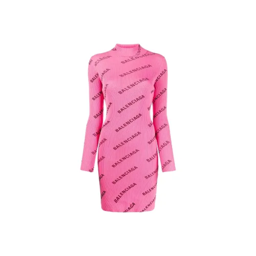 Balenciaga Длинное платье с длинными рукавами женское розовое