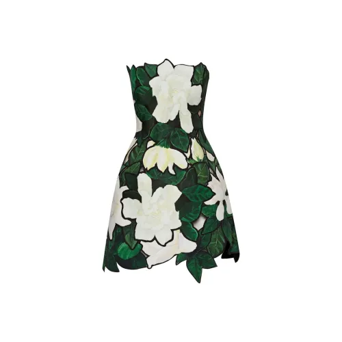 Oscar De La Renta SS24 Без рукавов Платье Женское Темно-зеленое