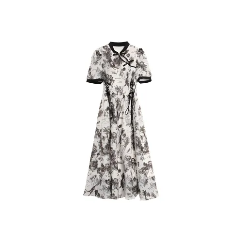 SETIROM Короткий рукав Платье Женское Многоцветное