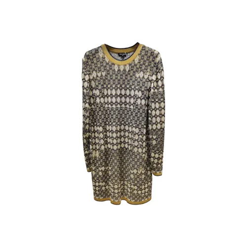 CHANEL Длинное платье с длинными рукавами женское черное