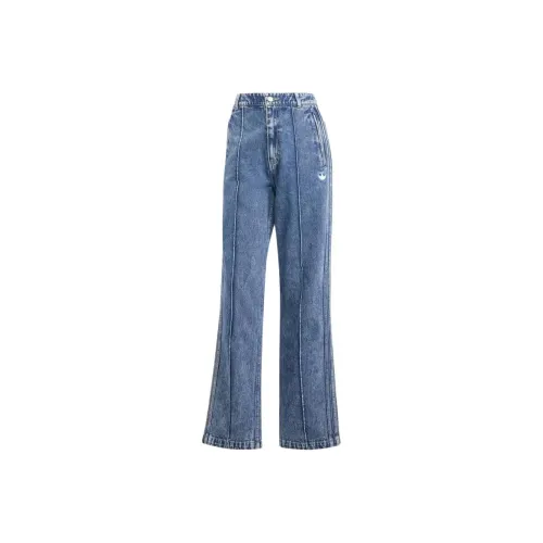Adidas Originals Premium Essentials Denim Straight Leg Pants Jeans Women's Light Blue Adidas Originals Premium Essentials Деним Straight Leg Брюки Джинсы Женские Светло-Синий