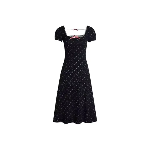 SECFLY OFFICIAL Короткий рукав Платье Женское Черное