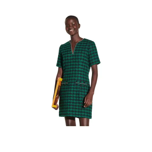 Sandro Короткий рукав Платье Женское Зеленый Черный