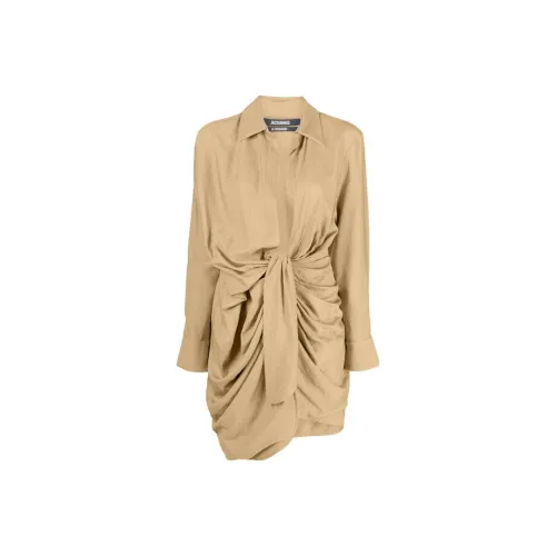 Jacquemus Khaki Женские Длинные Платья с Длинными Рукавами