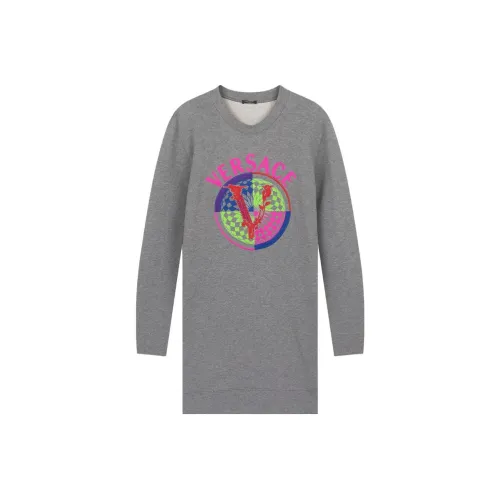 VERSACE Серый Женские Длинные Платья с Рукавами