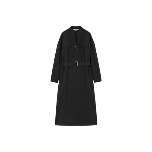 Mo Han Yi Mei Длинный рукав Платье Женское Черное