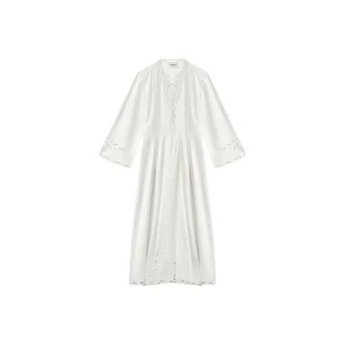 ISABEL MARANT ETOILE FW24 Длинное платье с длинными рукавами женское белое
