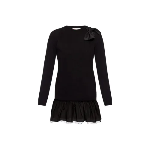 RED VALENTINO Длинное платье с длинными рукавами женское черное