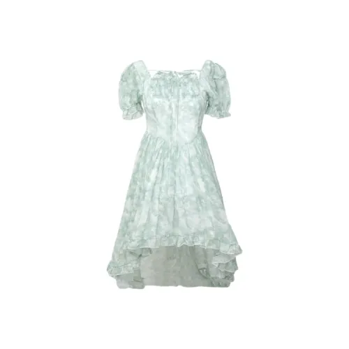 ABBY GODDESS Короткое платье с короткими рукавами женское синее