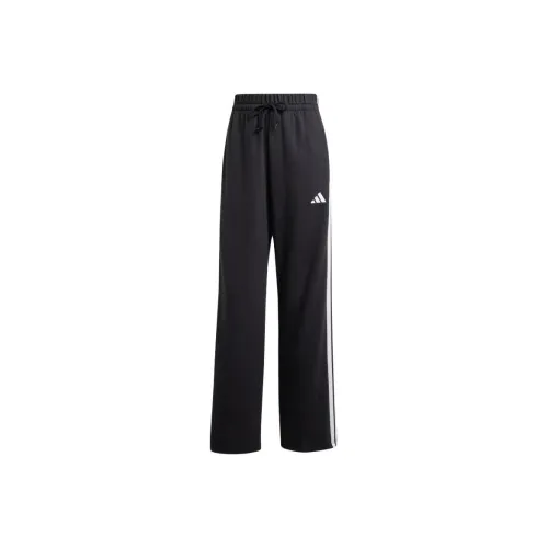 Adidas Essentials 3 Stripes Открыто Подол French Terry Брюки Вязаные Тренировочные брюки Женские Черный