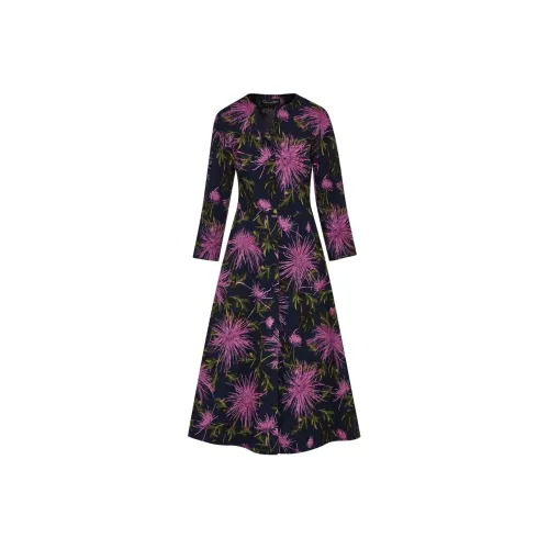 Oscar De La Renta SS24 Длинное платье с длинными рукавами женское фиолетовое