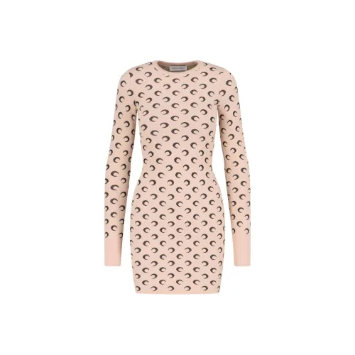 Marine Serre Длинное платье с длинными рукавами женское желтое