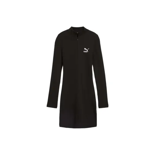 PUMA Длинное платье с длинными рукавами женское черное