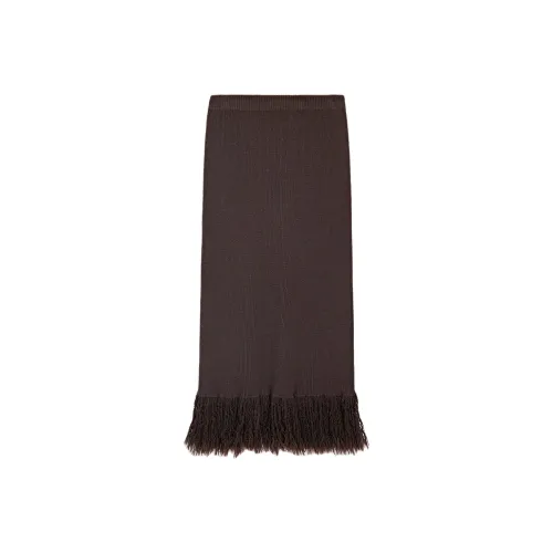 Massimo Dutti KNIT Длинная Юбка Женская Коричневая