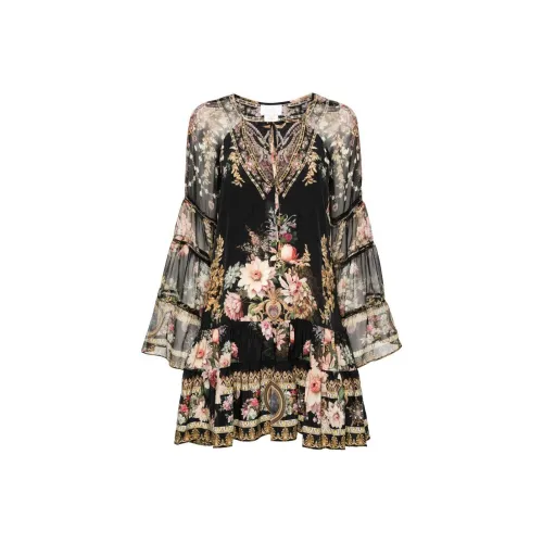 CAMILLA SS24 Длинное платье с длинными рукавами женское черное