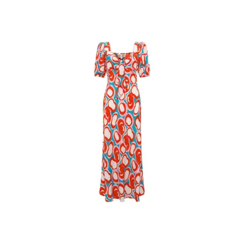 Diane von Furstenberg Красные Женские Короткие Платья с Короткими Рукавами
