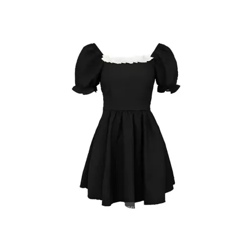 Lookinto Короткий рукав Платье Женское Черное