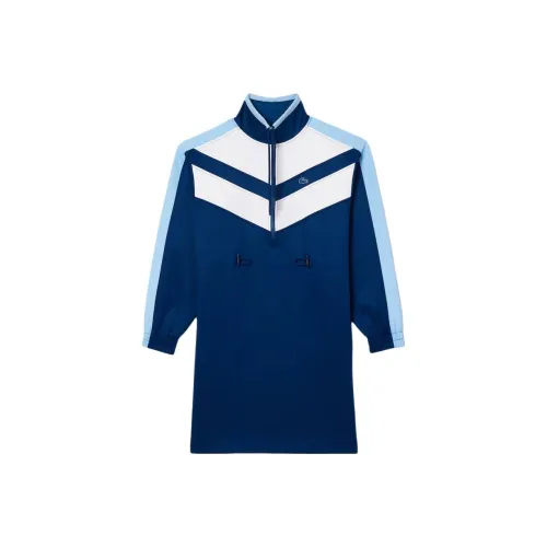 LACOSTE Длинное платье с длинными рукавами женское синее