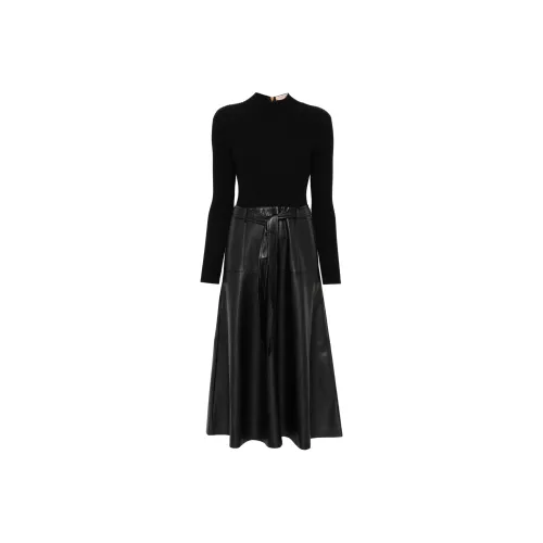 TWINSET Milano FW24 Длинное платье с длинным рукавом женское черное