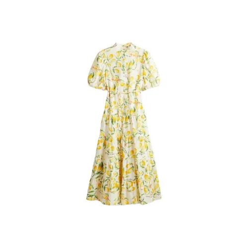 H&M Белый/Лимон Женские Платья с Короткими Рукавами