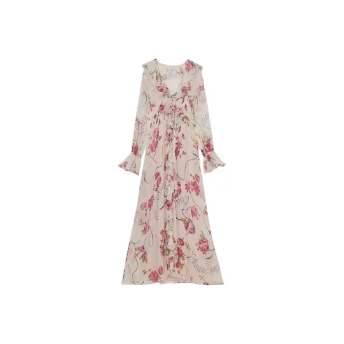 Blumarine Розовые Женские Длинные Платья с Рукавами