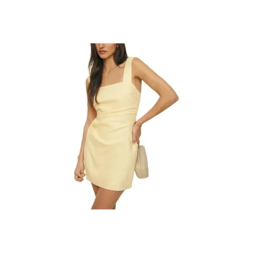 Reformation Kerrigan льняное платье платье-комбинация женское цвет сыр